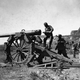 The Italian guns in action in Edaga Hamus, south-east of Adigrat, near Makale, Ethiopia on November 11, 1935.